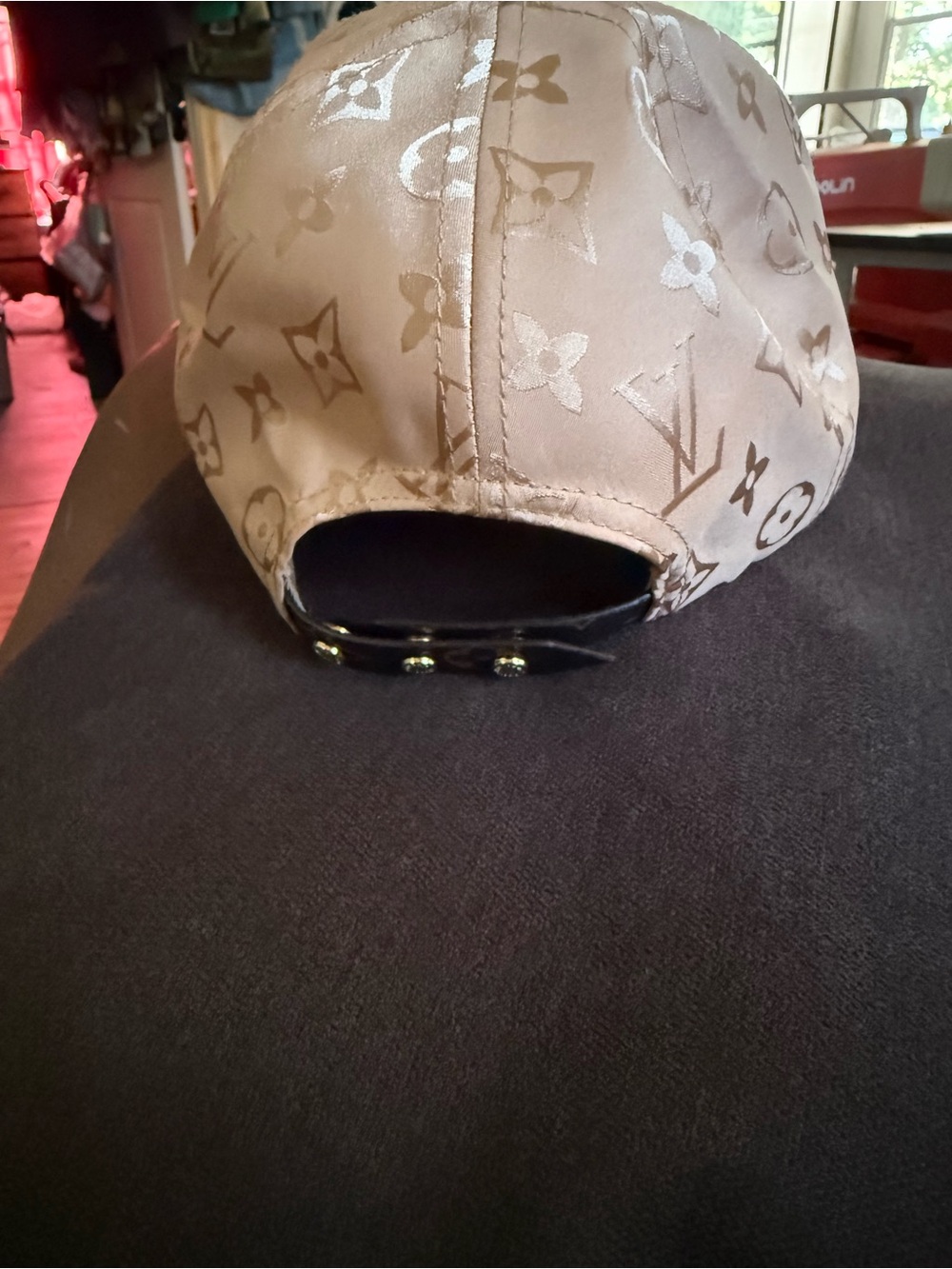 Beige Satin Monogram Baseball Cap
